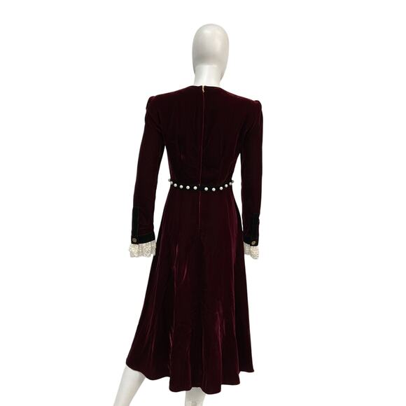 Philosophy Di Lorenzo Serafini Purple Acetate V-Neck Midi Length Dress Size 2 - Picture 3 of 5